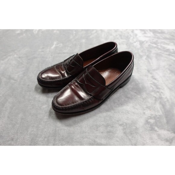 Allen Edmonds Walden Penny Loafers Mens 9 D Burgundy Leather Slip On Dress Shoe - Picture 1 of 9
